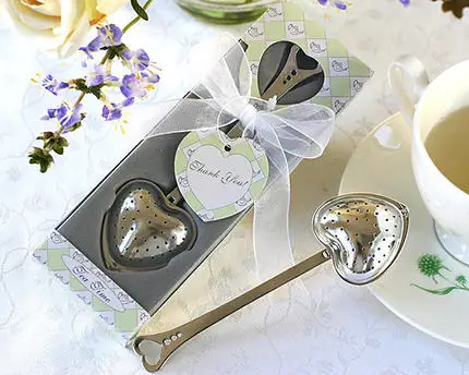

wedding and romantic occasions party favor gift and giveaways for guests TeaTime Heart Tea Infuser Favor in Gift Box80pieces/lot
