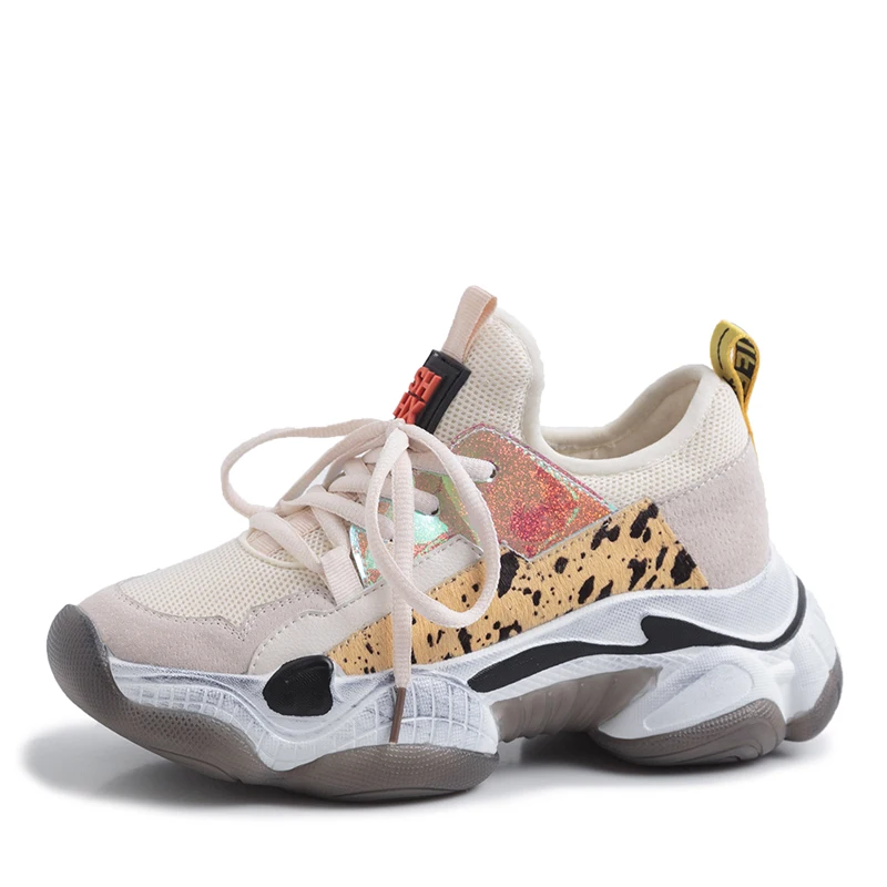 beige style 3 DoraTasia/Новинка года; женские кроссовки из натуральной кожи и замши; сезон осень; обувь для папы из меха пони на платформе; повседневная женская обувь на плоской подошве; Размеры 35-42 - Цвет: beige style 3