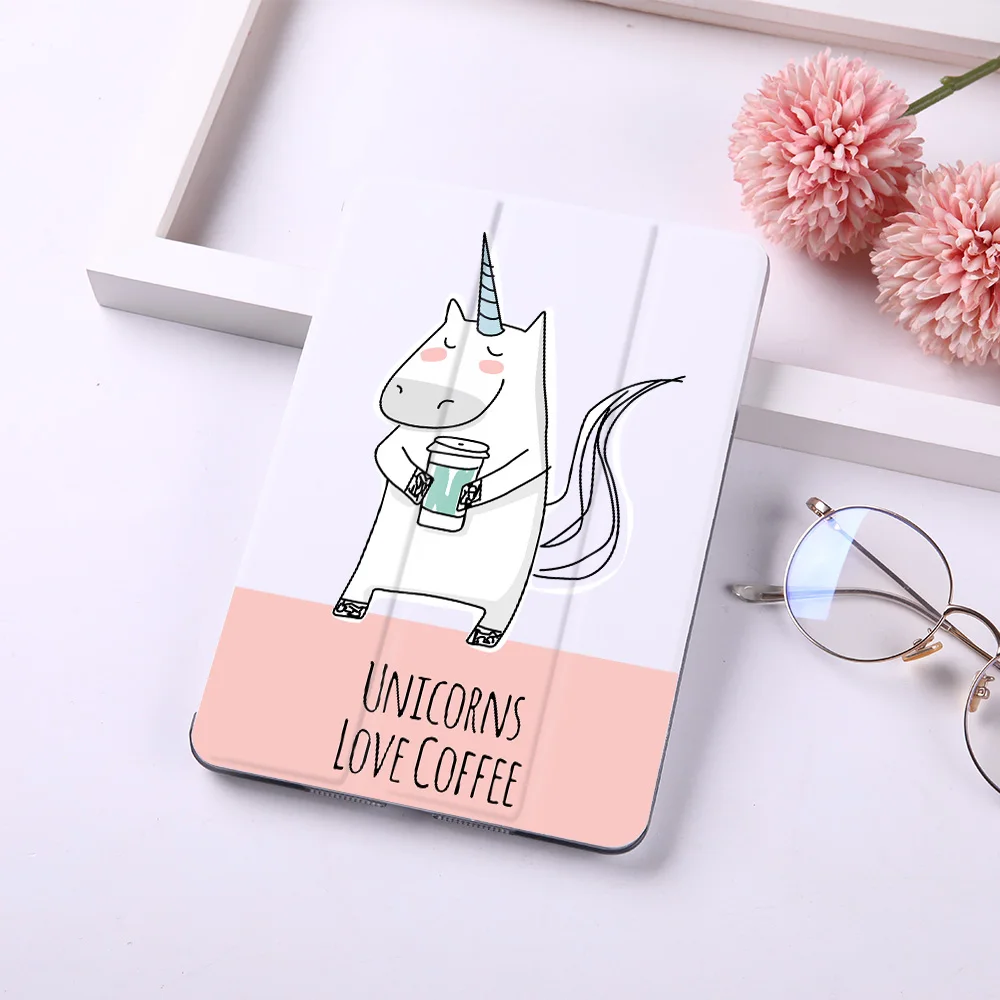 Cartoon Cute Unicorn Magnet Flip Cover For Apple iPad 9.7" Case For iPad Air 2 Mini2 PU Leather Tablet Folding Folio Case