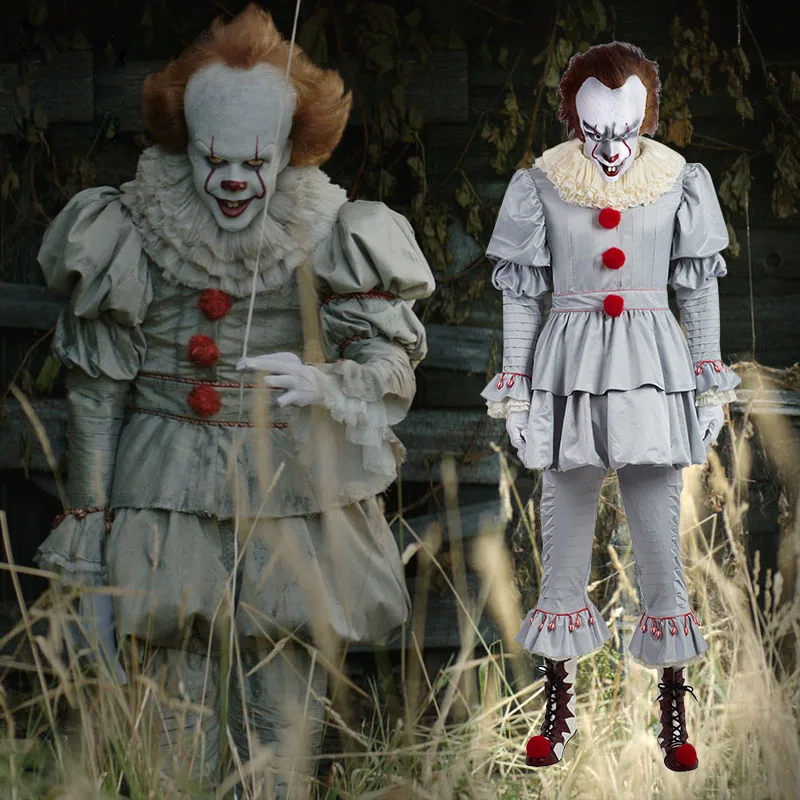 Костюм клоуна Pennywise для взрослых мужчин женщин Хэллоуин Карнавал косплей Стивен