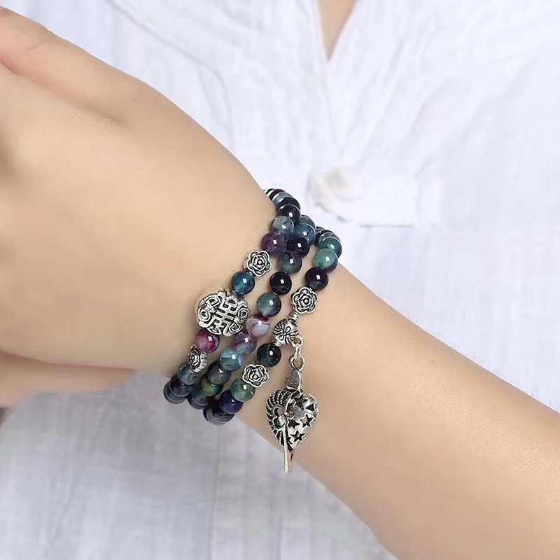 Оптовая продажа красочные браслеты с кристаллами дракона бусы тибетское