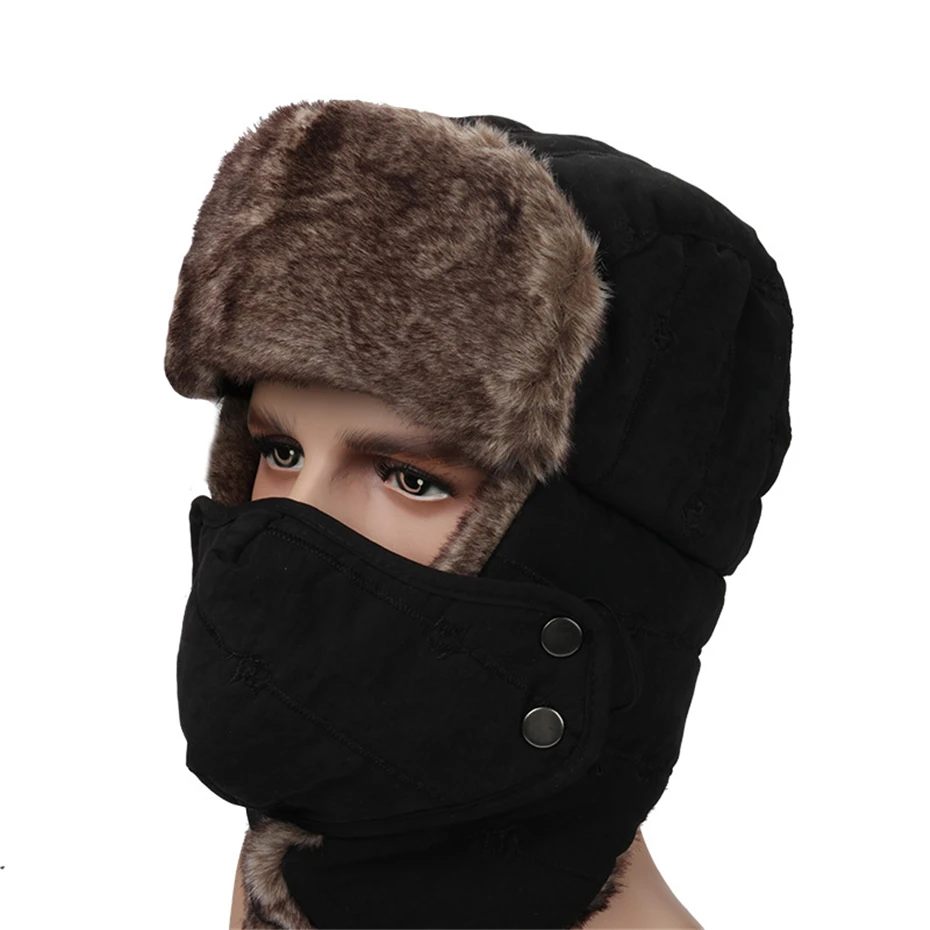 Adult Winter Warm Bomber Hats Thicken Thermal Windproof Winterproof Outdoor Hunting Snow Ski Hiking Caps Women Men |