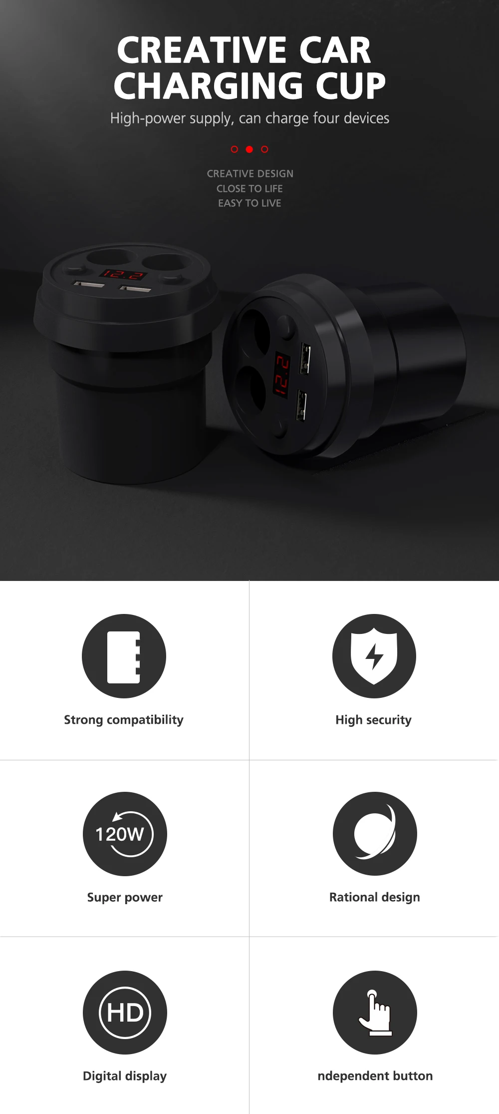 KEYSION 3.1A/120 Вт двойной USB Автомобильное зарядное устройство для зарядки чашки светодиодный цифровой дисплей Зарядка для телефона с 2 гнездами прикуривателя для gps DVR