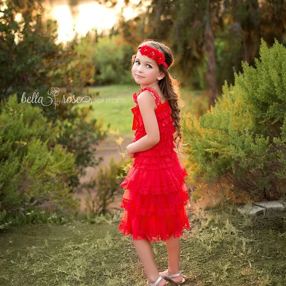 Платье для девочек ярких цветов детское кружевное платье с оборками шифоновая