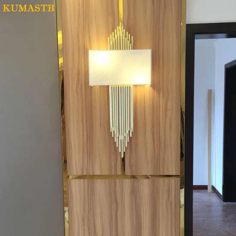 Современный тканевый абажур металлические настенные светильники на трубы