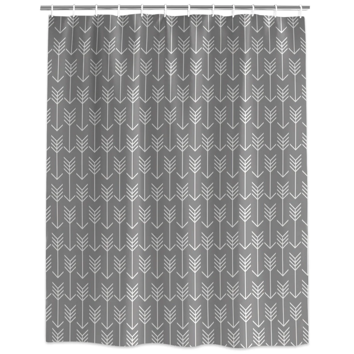 Classic Grey Geometric Arrow Shower Curtain Decorative Fabric Bath Products Bathroom Decor with Hooks | Дом и сад