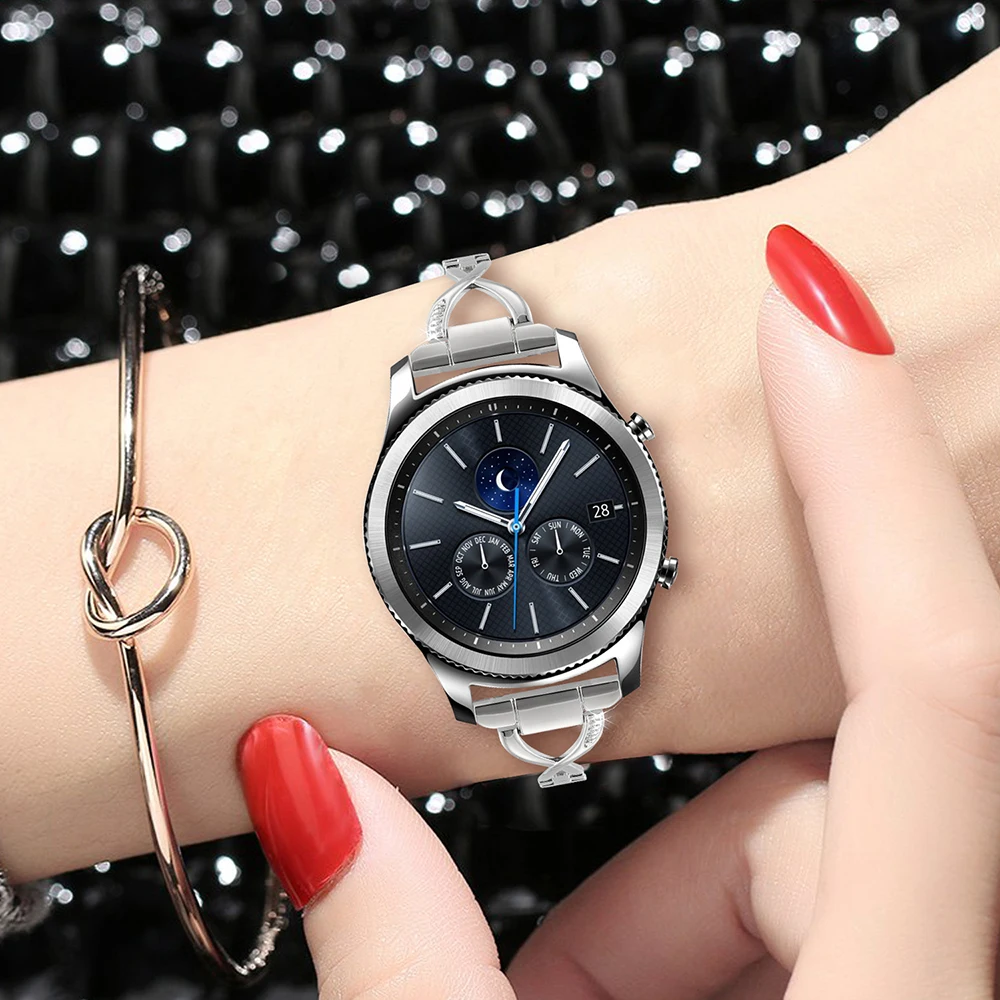 Новый браслет из нержавеющей стали с кристаллами и бриллиантами для Samsung Gear S3 Galaxy