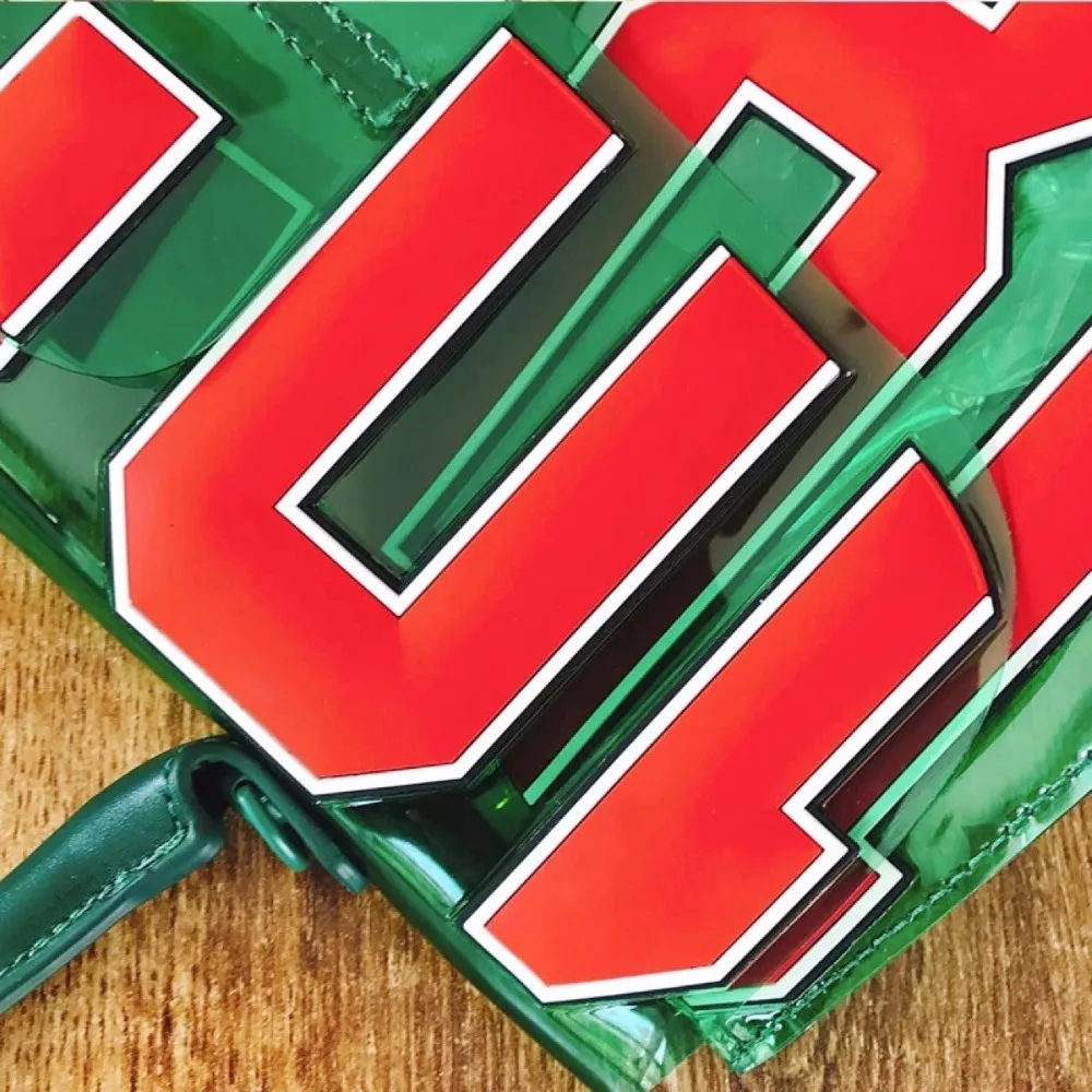 Женская прозрачная сумка с 3d надписью модная зеленая Пляжная пряжкой железная