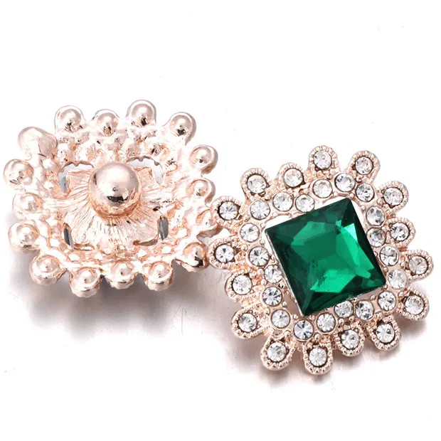 Мода 18 мм сплав цветок оснастки кнопки очарование горный хрусталь Кнопка имбиря