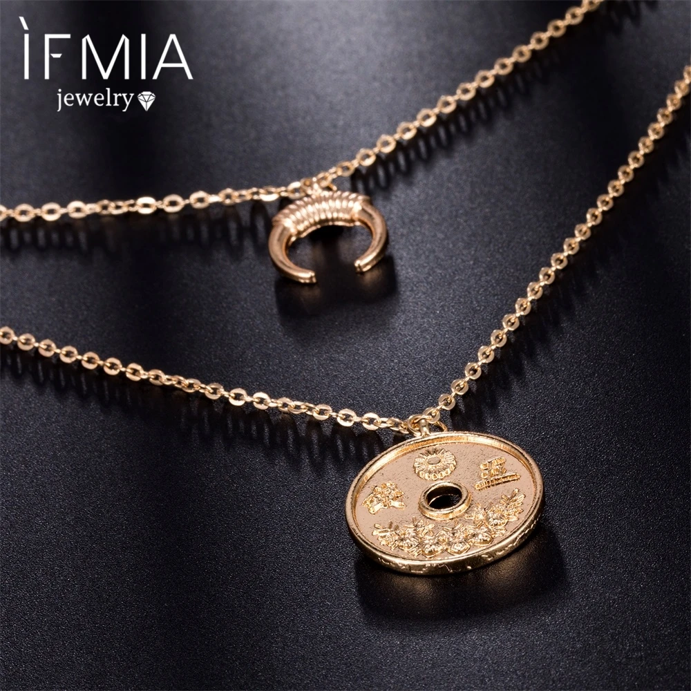 IFMIA богемное ожерелье с кулоном в виде Луны и монет новинка 2018 модное женское