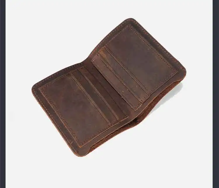 Винтажные мужские кошельки из натуральной кожи, тонкий мужской кошелек, держатель для карт, Воловья кожа, Crazy horse, кожаный кошелек для мужчин, PJ004
