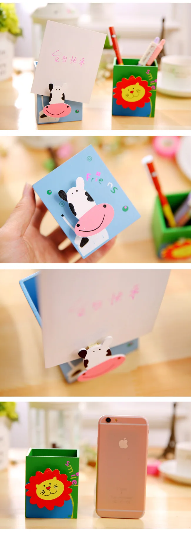 Kawaii животное деревянная ручка держатель для детей стол контейнер для хранения коробка карандаш Органайзер чехол канцелярские принадлежности подарок на день рождения