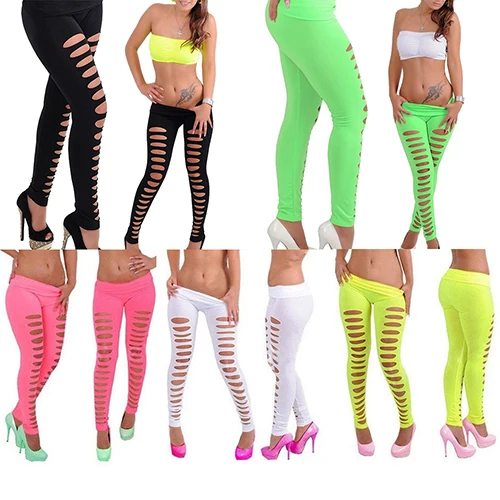 Новое поступление женские сексуальные яркие цвета полые рваные Эластичные