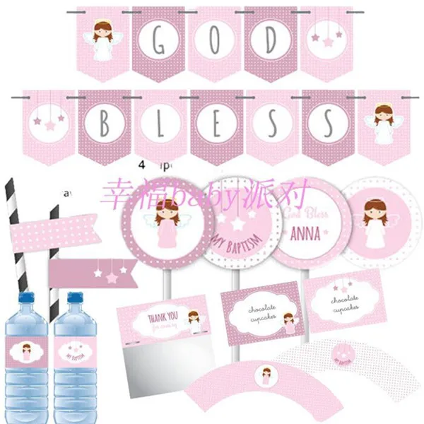 Дети мальчик девочка душ креативный Ангел день рождения Бантинг Бог плакат с