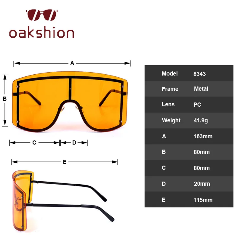 

oakshion Fashion Oversized Gradient Shield Mask Sunglasses Women Rimless Female Sun Glasses Shades One Piece Big Frame Goggles