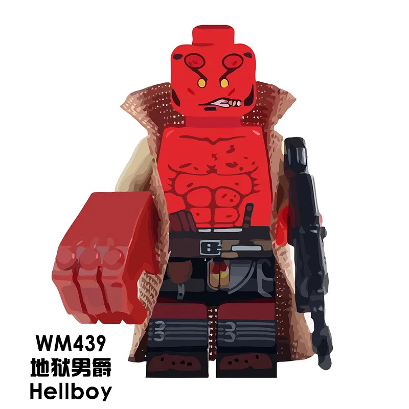 Черный Один Hellboy фильм Robocop Blade Красный Череп Супер Герои модель комплект строительные блоки игрушки Juguetes подарки - Цвет: Черный