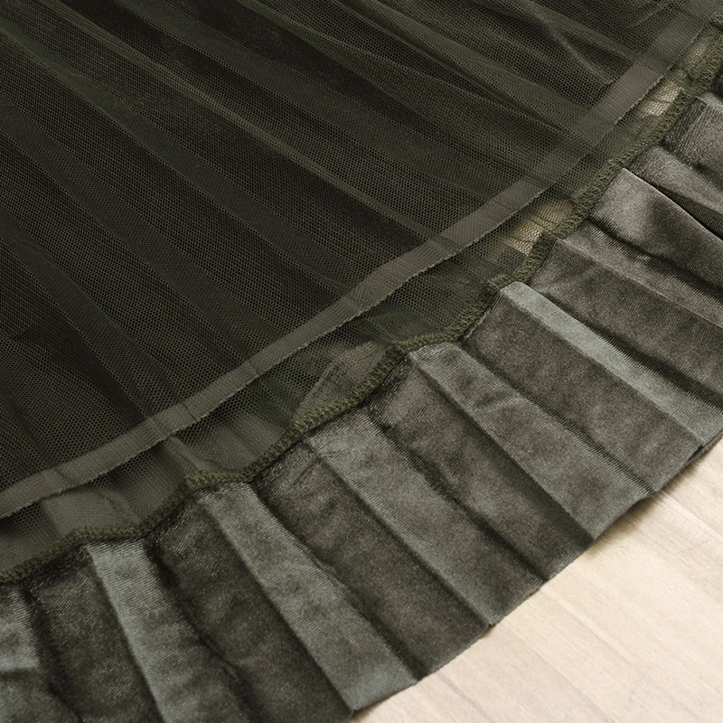 Летняя плиссированная юбка для женщин однотонная газовая Лоскутная узкая макси