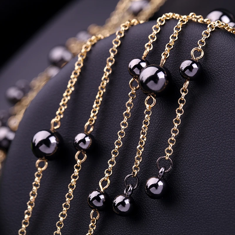 Uer CCB Beads Link Chain Fringe Tassel Torque Necklace for Women Trendy Party Brand Jewelry | Украшения и аксессуары