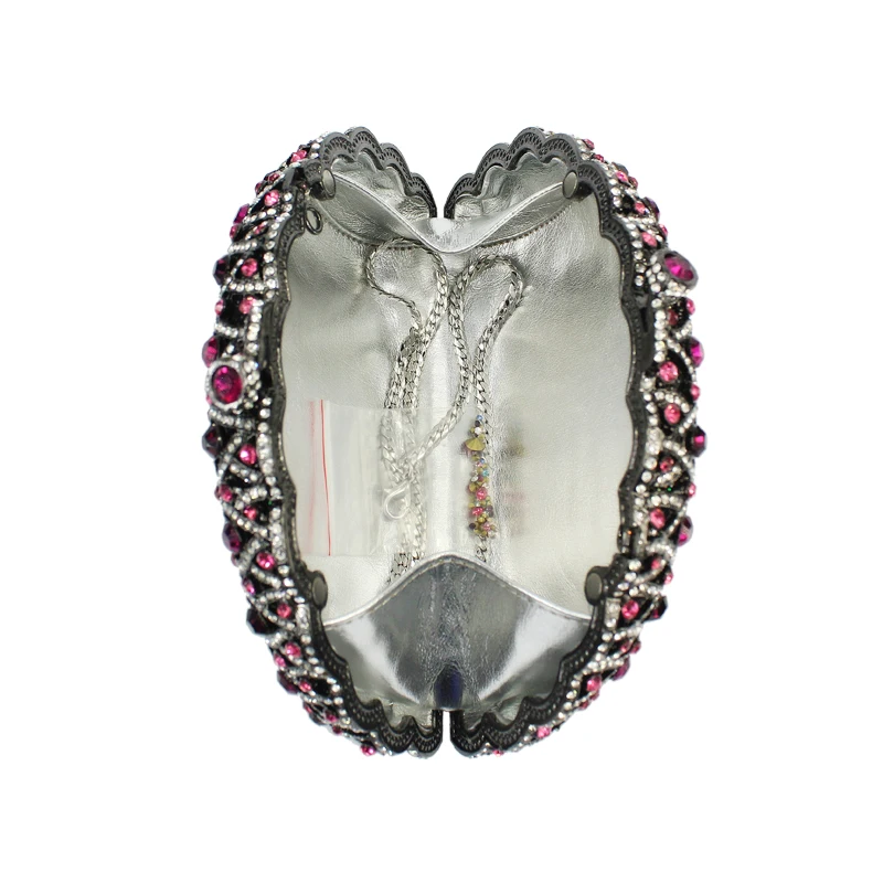 Фиолетовая Женская вечерняя сумка с кристаллами и камнями вырезами для