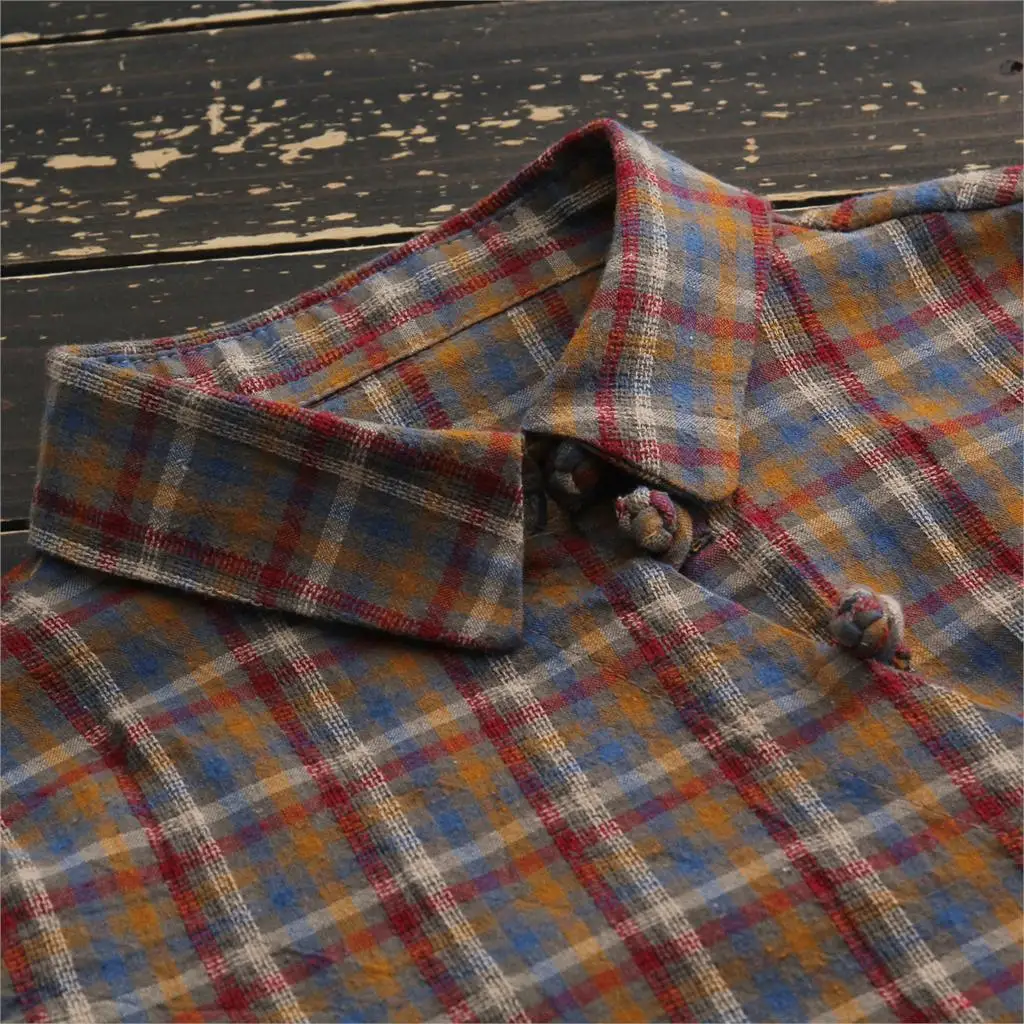 Vintage Mori Girl Plaid Tops 2019 Spring New Cotton Big Size Shirt Long Sleeve Female Korean Fashion Blouse YoYiKamomo |