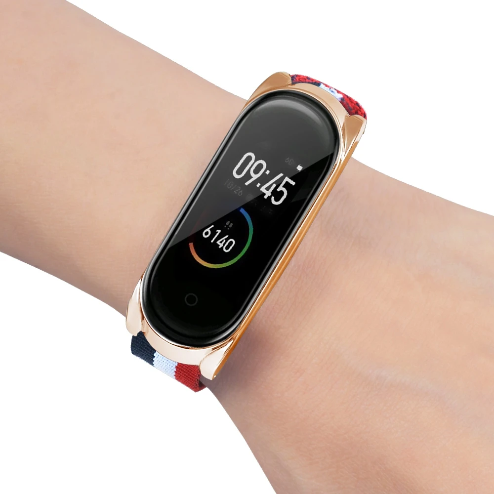 Ремешок для mi Band 4, сменный ремешок из парусины для Xiaomi mi Band 4, дышащий браслет для mi 4, металлический чехол, ремешок для часов
