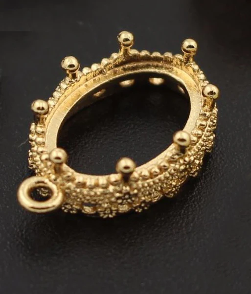 gold tone Открытая задняя подвеска крепкая Корона ободок чашка установка подходит 10x14 мм 13x18 мм Овальный полимерный камень Камея основы для кабошонов фурнитура DIY - Цвет: gold tone