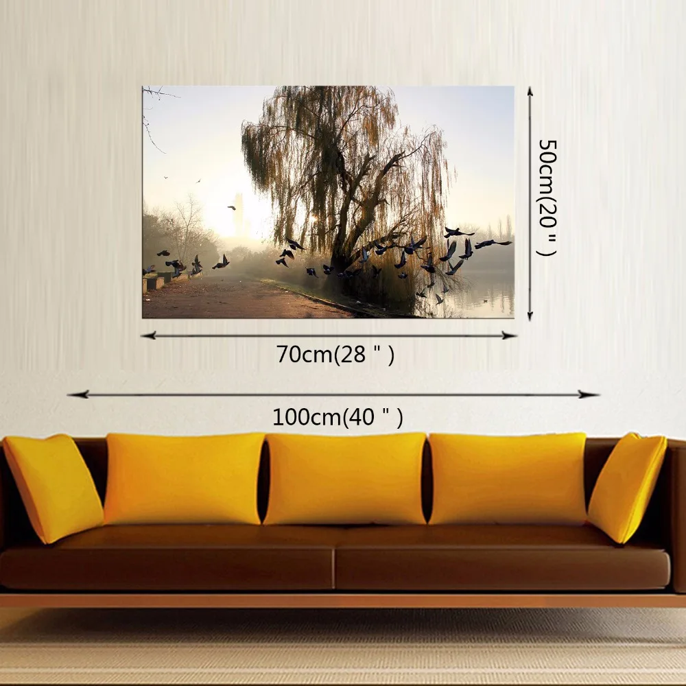 1 панель бесплатная доставка закат цвета лето природа птицы озеро печатная на