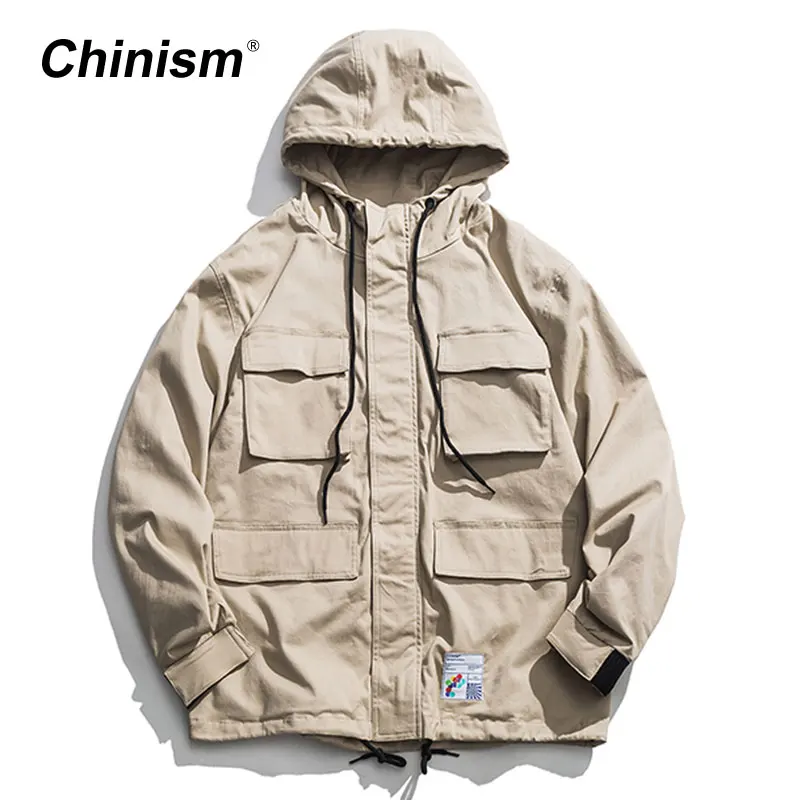 CHINISM Multi Pocket Windbreak Twill hoodie jacket Мужская 2406 IN. STRUMENT Тренч куртка 2019|Плащи и тренчи| |