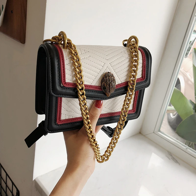 TekiEssica кожаная Лоскутная сумка с клапаном прозрачная металлическая пряжка