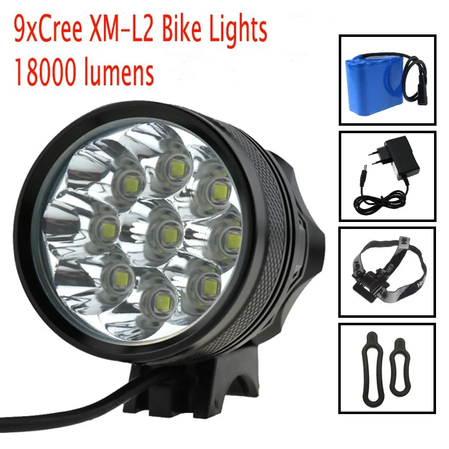 Фонарь для велосипеда 9L2/9 xCree XM L2 3 режима 18000 люмен велосипедный передний фонарь с