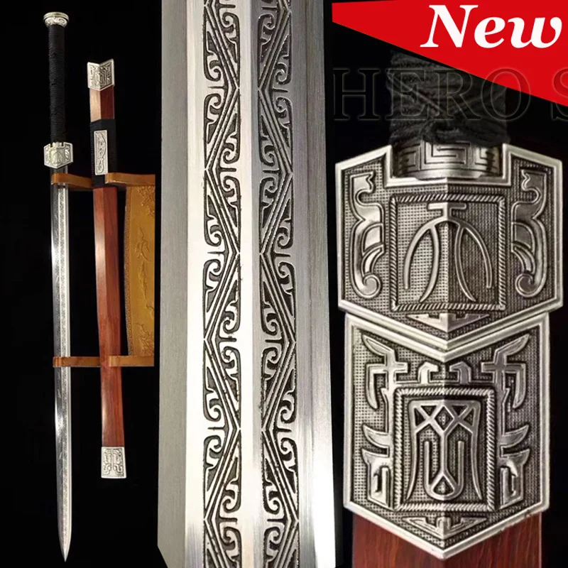 Real Battle t1095 High Carbon Steel Chinese Sword Full Tang Quality Han Jian Sliver Fittings Asian Saber |