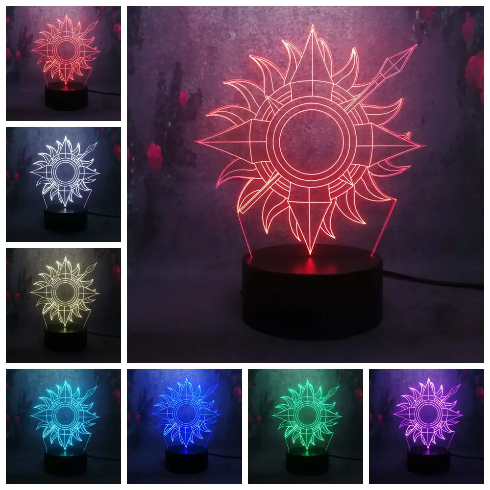 Новинка знак золотой пистолет пробежка через солнце 3D LED 7 цветов Chang лампа Игра