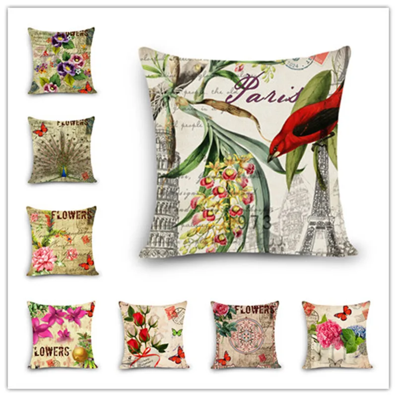 Тканый хлопковый Чехол на подушку с объемными цветами розами и бабочками