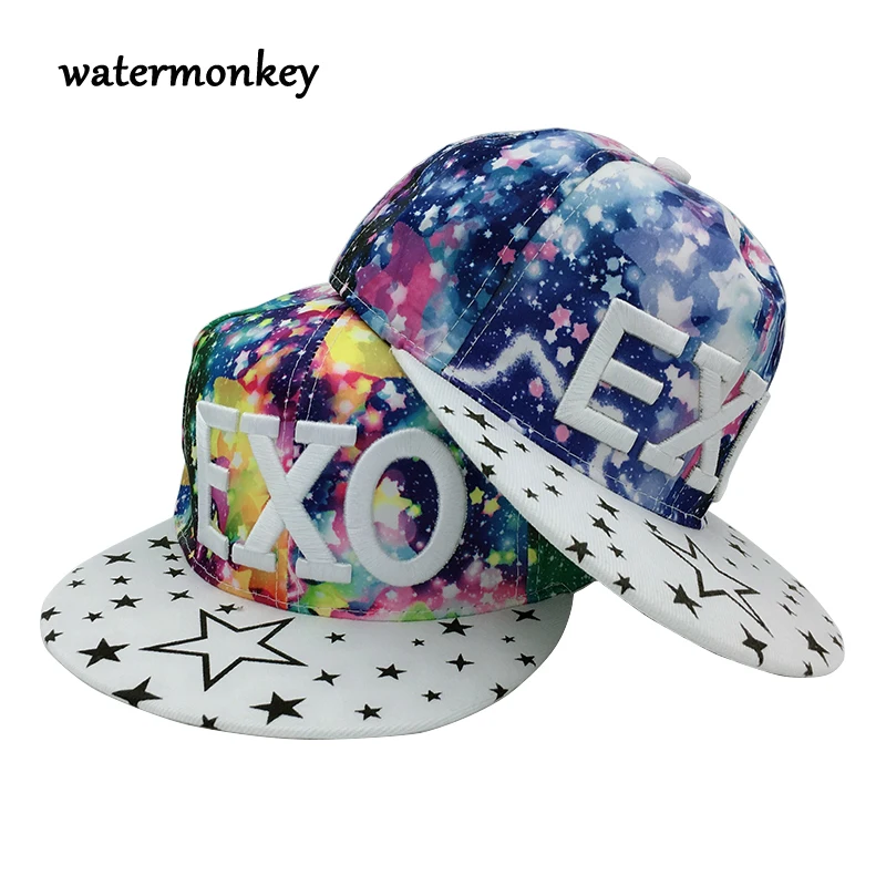 Мода emboridery EXO Шапки для Для мальчиков и девочек Bboy письмо Camo хип хоп wo мужчин Bone K