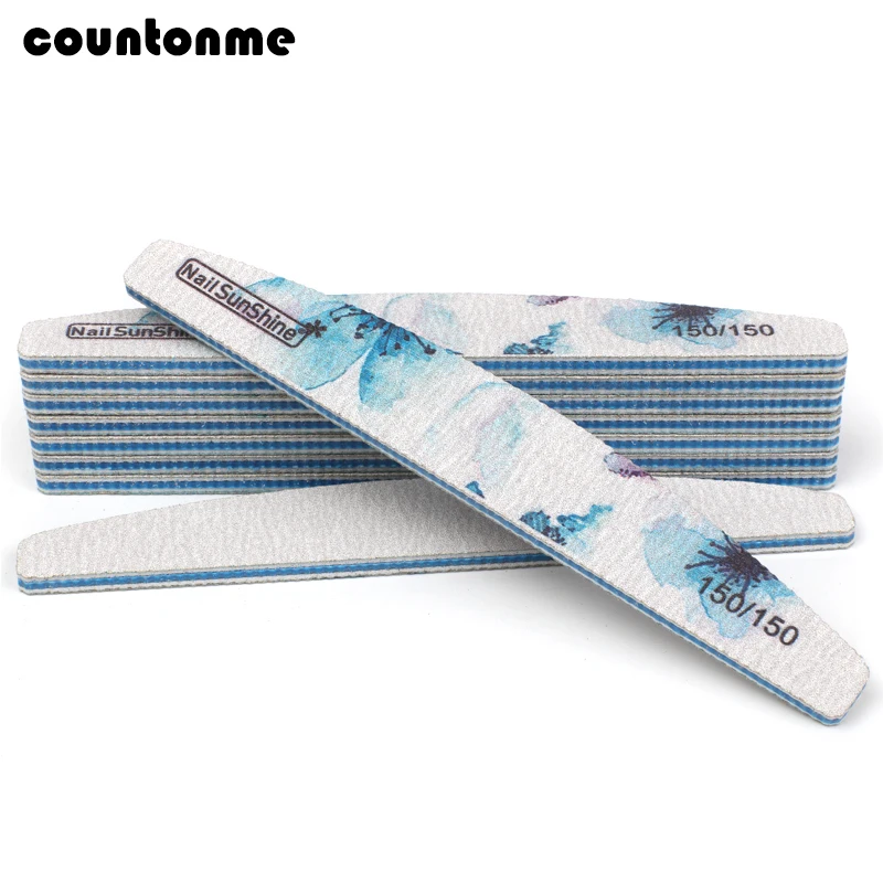 

5PCS Professional Nail Files Nail Art Sanding Files Buffing 150/150 Curved Buffer Blue Flower nagel vijlen diagnostic-tools Set