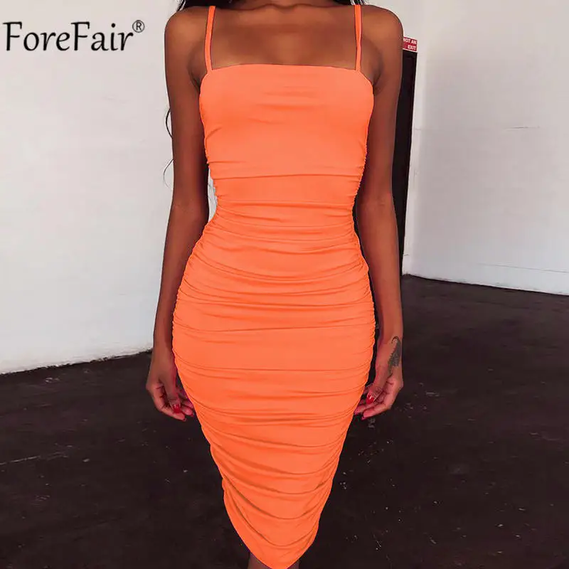 Сексуальное Клубное облегающее платье Forefair с рюшами вечерние платья миди на