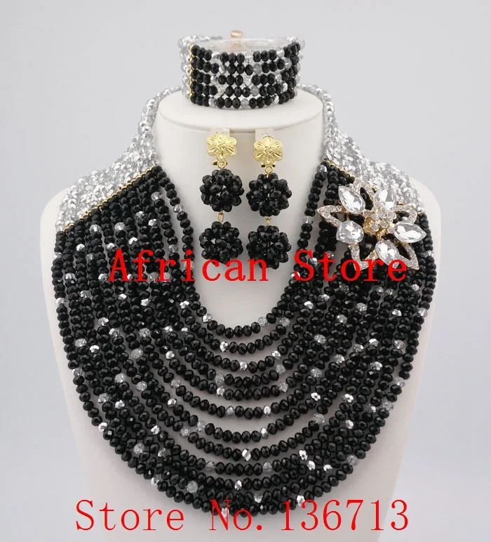 

Fashion Costume Bridal Imitation Pearl Nigerian Wedding African Beads Jewelry Set Crystal Indian Necklace and Earring set L189