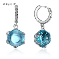 new beautiful big blue stones dangle earring color crystal female jewelry womens fashion jewellery free shipping