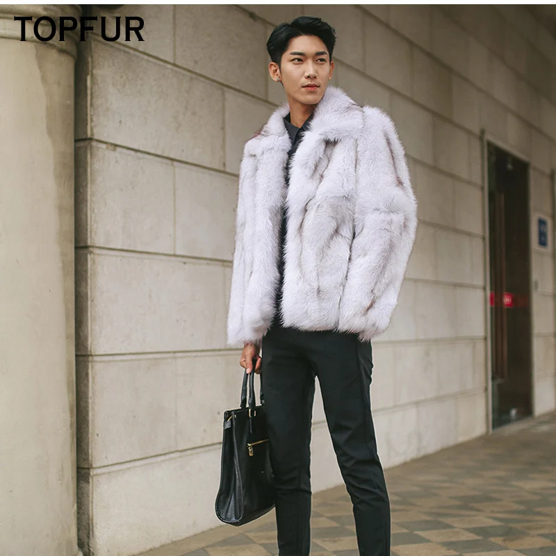 TOPFUR 2020 Новое модное натуральное пальто из меха лисы мужская зимняя куртка с
