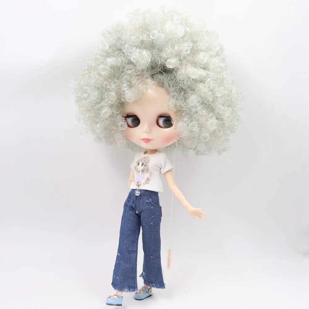 Кукла Blyth ICY DBS No.BL6909/8800 зеленая серая афро волосы для шарнирного тела с белой кожей