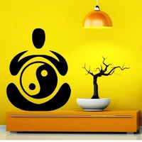 yoga vinyl wall decal yoga pose yin yang buddha mural art wall sticker yoga studio beauty salon bedroom decoration