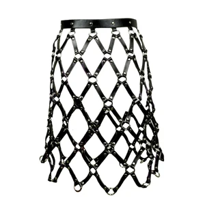 Женские кожаные юбки с цепью, кожаные ремни для вечеринок
