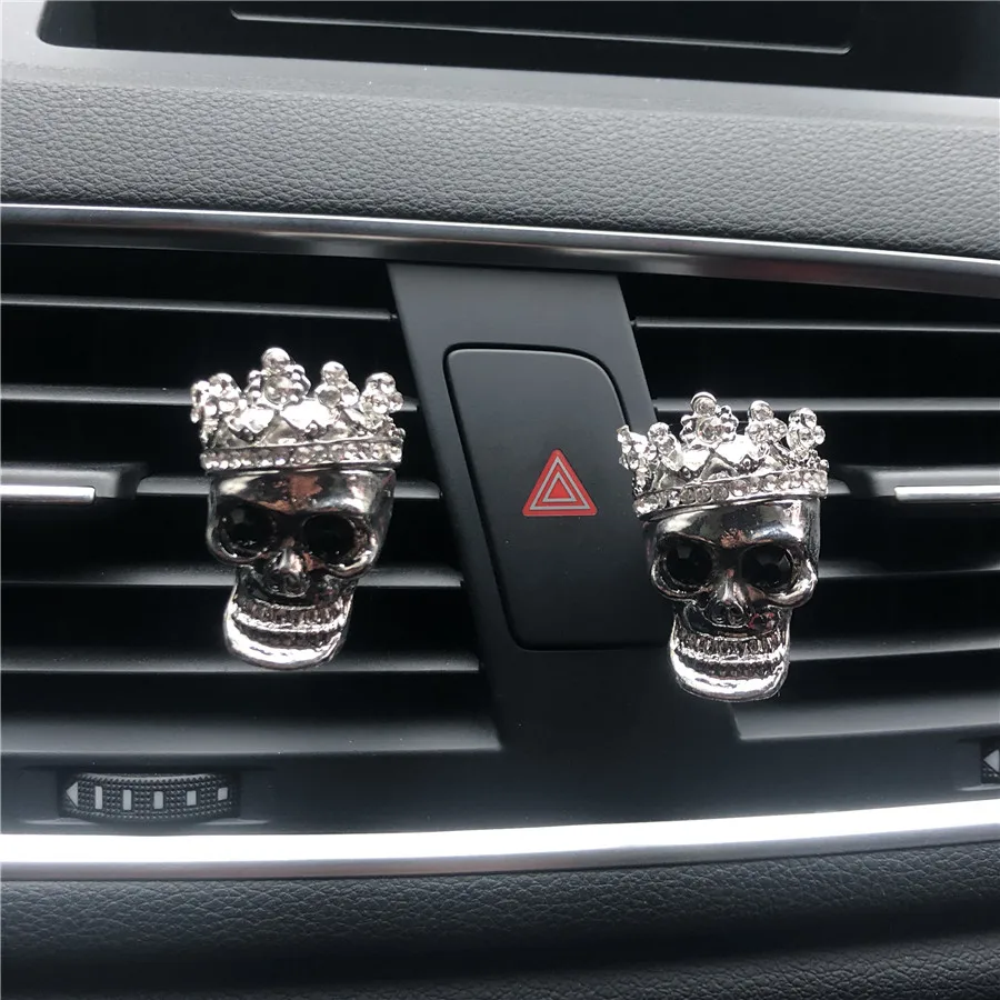 

NEW car styling decoration Rhinestone Alloy material skeleton head car perfume perfume car air freshener Skull perfume