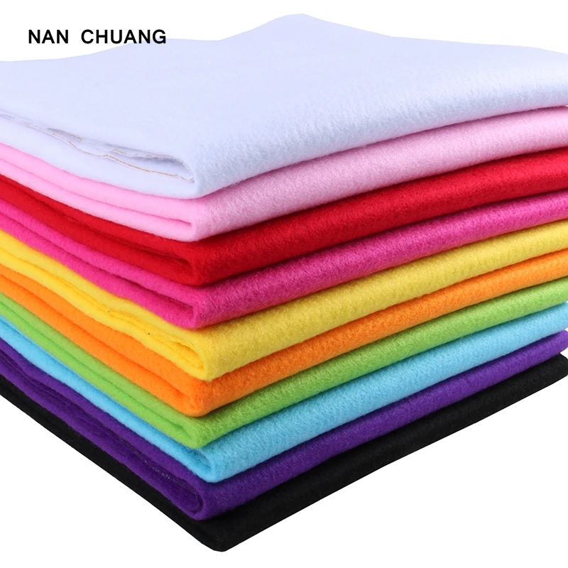 

Nanchuang 10Pcs/Lot 2mm Soft Felt Fabric Polyester Nonwoven Cloth for DIY Crafts Dolls Home Decoration Handmade Material 45x45cm