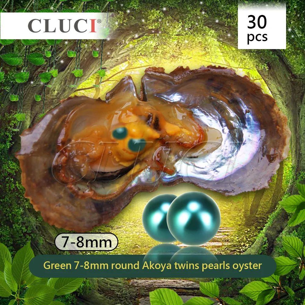 

CLUCI free shipping, 7-8MM Green CULTURED saltwater twins pearls oysters, Christmas Pearls GRADE, 60 pearls can get WP287SB