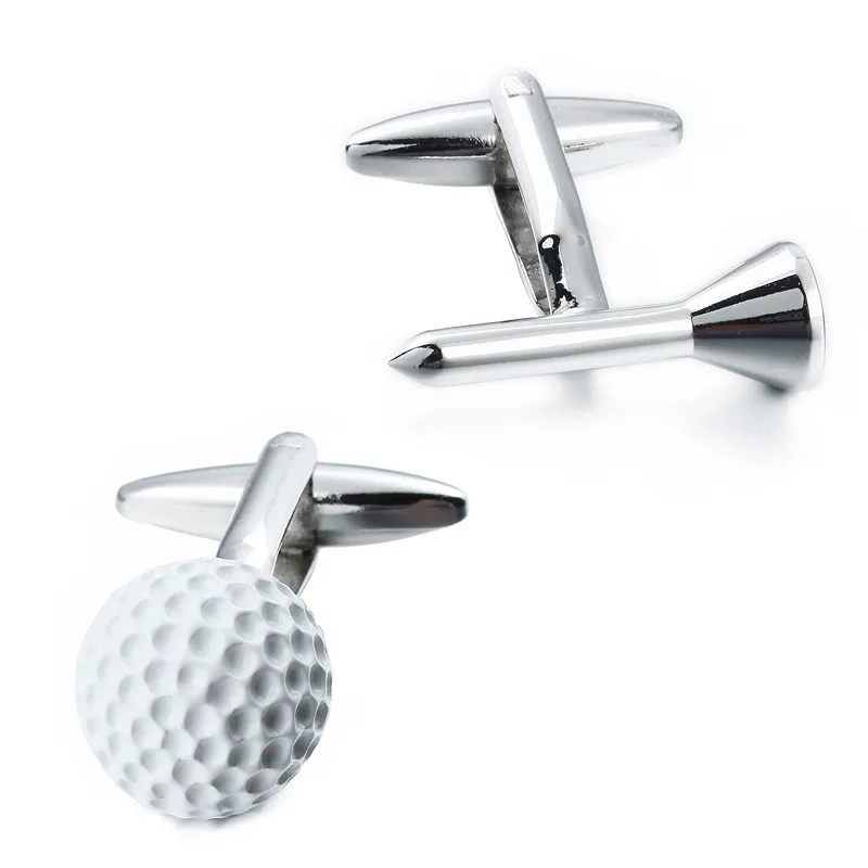 HAWSON Sports Style Cufflinks Golf Ball Pattern Cuff Links with White Enamel for Men French Cuffs/Shirts Gift for Golf Players