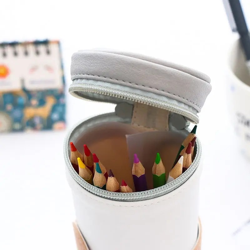 

Fruit Pen Holder Cute Bear Emotion Face Cartoon Pencil Bag Kawaii Stationery Zipper Case Cup Shape Storage Pouch Gift TT