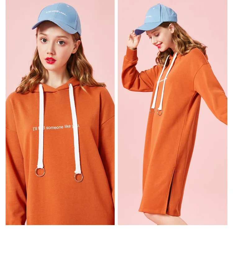 SEMIR женское платье-толстовка с капюшоном, с разрезом, спортивная толстовка, платье с капюшоном на подкладке, с кулиской