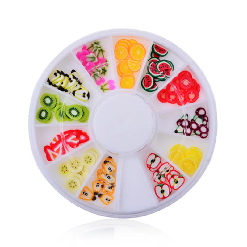 

New 3D Polymer Clay Fruit Slices Wheel Nail Art Decoration Diy Design Wheel Nail Art Decorations Rhinestones nail jewelry
