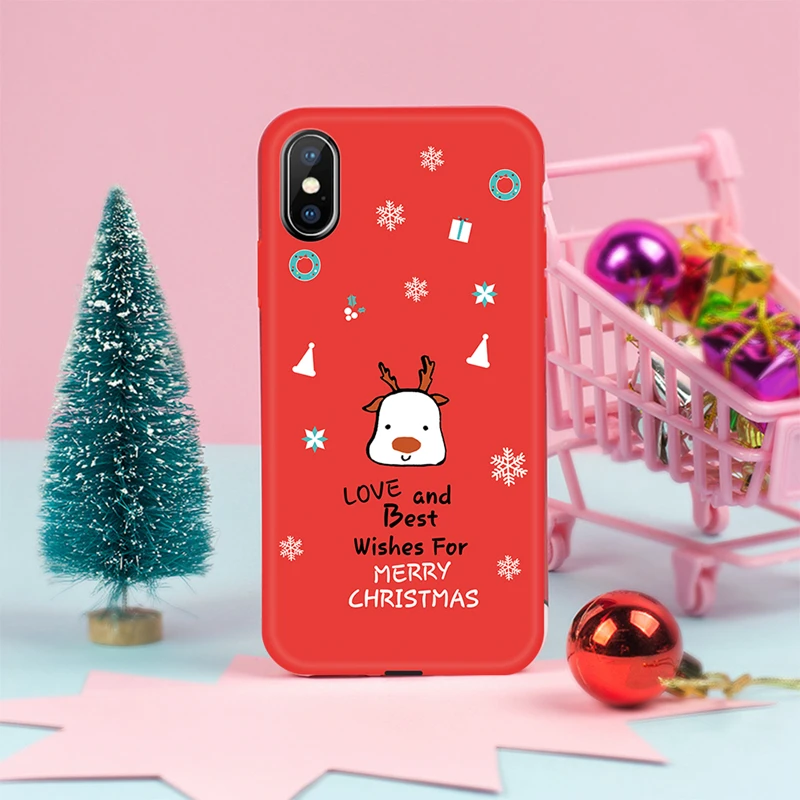 Чехол на год с Рождеством для iPhone 11 Pro XS XR XS MAX X 7 8 6 6S Plus чехол с изображением Санта-Клауса лося снеговика X-mas Tree Bell